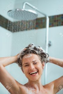happy showering